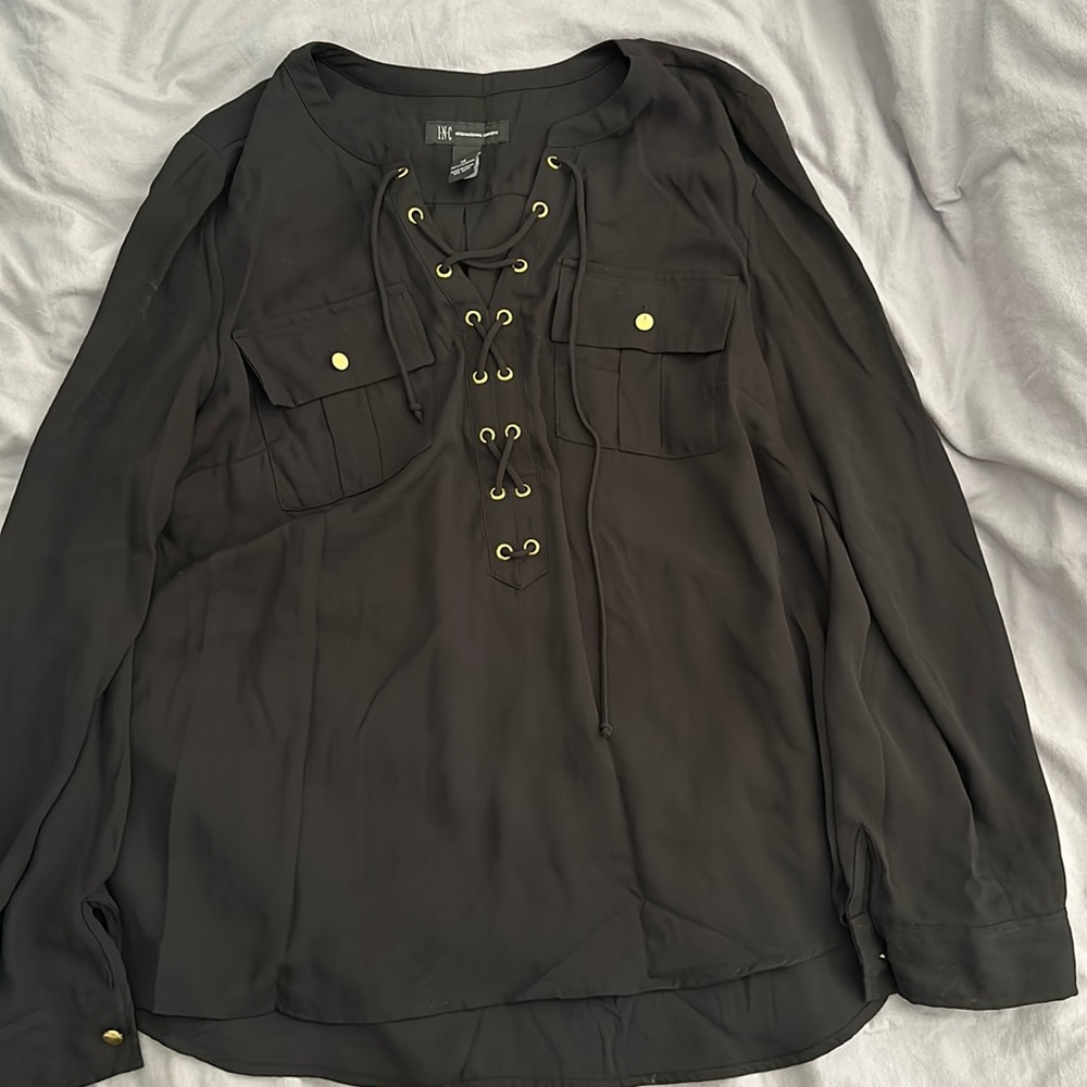 INC International Concepts Black Blouse